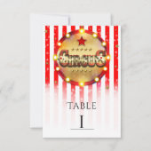 Circusfeest Rood Wit Goud Gestreepte Tafelnummer (Voorkant)