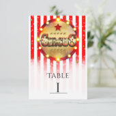 Circusfeest Rood Wit Goud Gestreepte Tafelnummer (Staand voorkant)