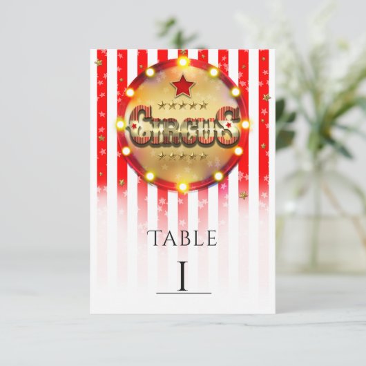Circusfeest Rood Wit Goud Gestreepte Tafelnummer (Staand voorkant)