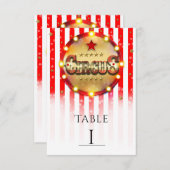 Circusfeest Rood Wit Goud Gestreepte Tafelnummer (Voorkant / Achterkant)