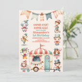 Circusfeest voor 1e verjaardag kaart (Staand voorkant)