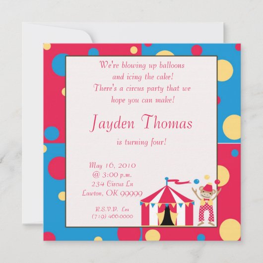 circusfeestje, we blazen ballonnen op... kaart (Voorkant)