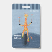 Circusgiraffe Blauwe Studentenhalpasbadge Badge (Voorzijde)