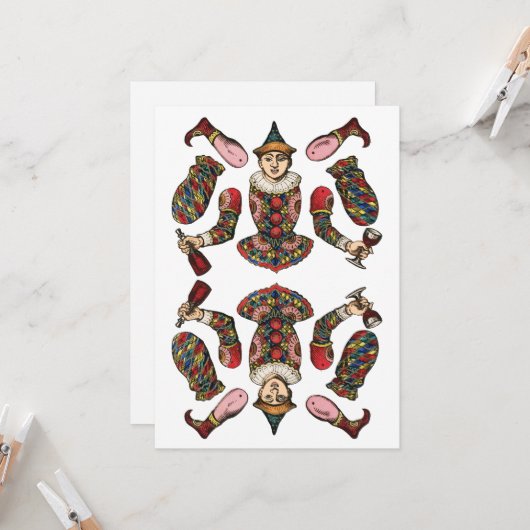 circuskast jongen gelede papierpop kaart (Voorkant / Achterkant in situ)