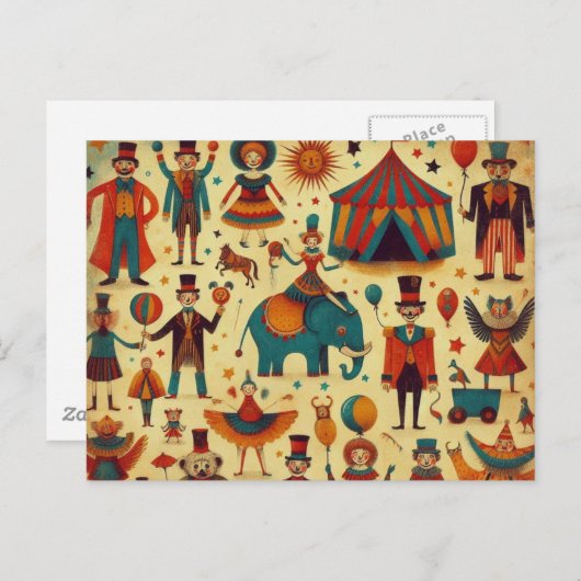  circusmensen collage briefkaart (Voorkant / Achterkant)