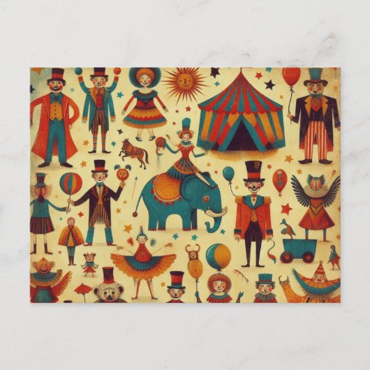  circusmensen collage briefkaart (Voorkant)