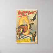 Circuspaard springt door een vlammende hoepel canvas afdruk (Voorkant)