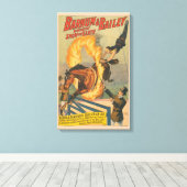 Circuspaard springt door een vlammende hoepel canvas afdruk (Insitu (Houten vloer))