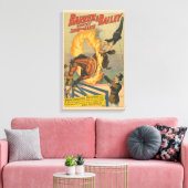 Circuspaard springt door een vlammende hoepel canvas afdruk (Insitu (Woonkamer))