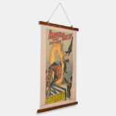 Circuspaard springt door een vlammende hoepel hangend wandkleed (Gebogen)