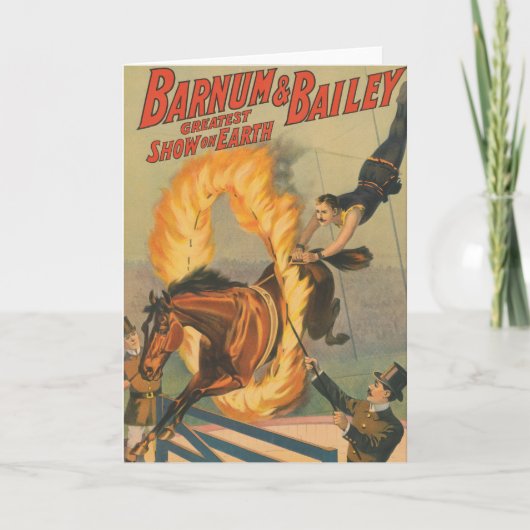 Circuspaard springt door een vlammende hoepel kaart (Voorkant)