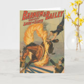 Circuspaard springt door een vlammende hoepel kaart (Gele Bloem)