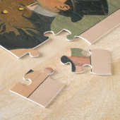 Circuspaard springt door een vlammende hoepel legpuzzel (Zijkant)