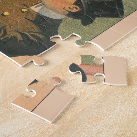 Circuspaard springt door een vlammende hoepel legpuzzel (Zijkant)