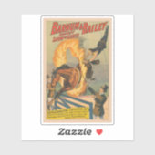 Circuspaard springt door een vlammende hoepel sticker (Vel)