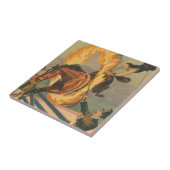 Circuspaard springt door een vlammende hoepel tegeltje (Zijkant)