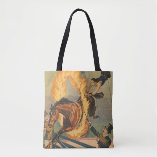 Circuspaard springt door een vlammende hoepel tote bag (Voorkant)