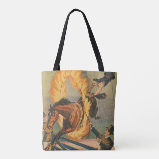 Circuspaard springt door een vlammende hoepel tote bag (Achterkant)