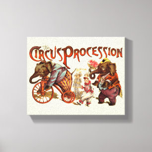 Circusprocessie olifant Antiek kunst Canvas Afdruk
