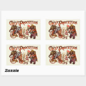 Circusprocessie olifant Antiek kunst Rechthoekige Sticker (Vel)
