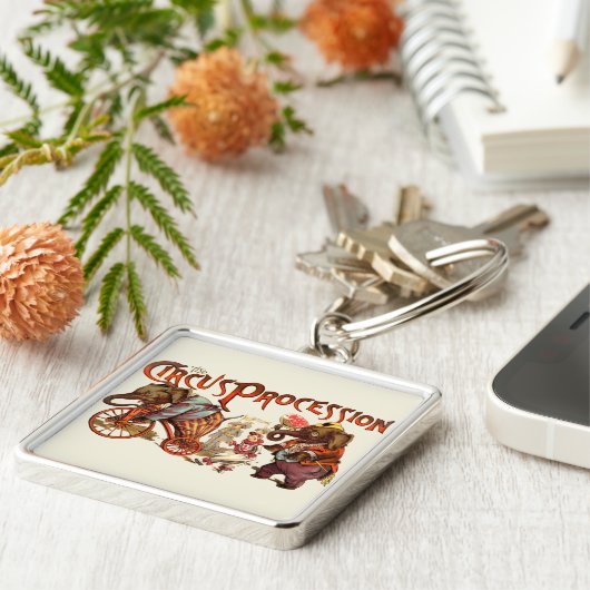 Circusprocessie olifant Antiek kunst Sleutelhanger (Zijkant)