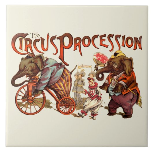 Circusprocessie olifant Antiek kunst Tegeltje (Voorkant)