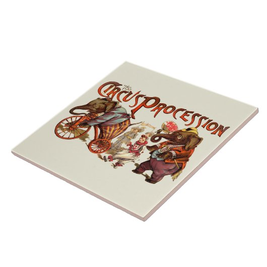 Circusprocessie olifant Antiek kunst Tegeltje (Zijkant)