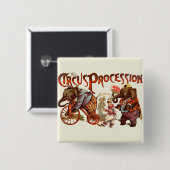 Circusprocessie olifant Antiek kunst Vierkante Button 5,1 Cm (Voorkant /achterkant)