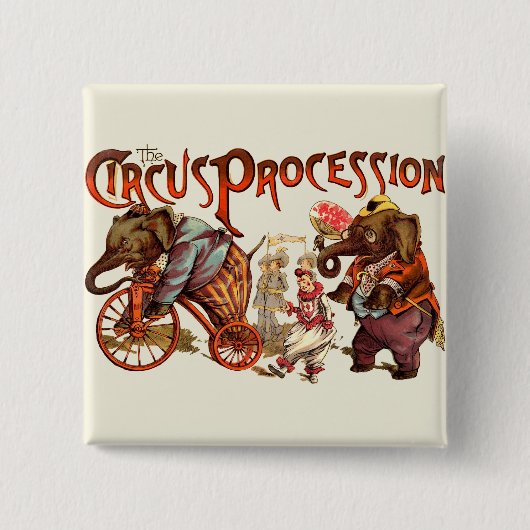Circusprocessie olifant Antiek kunst Vierkante Button 5,1 Cm (Voorkant)