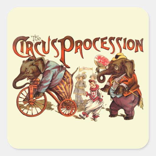 Circusprocessie olifant Antiek kunst Vierkante Sticker (Voorkant)