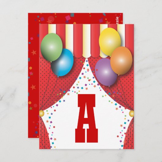 Circustent Carnaval maakt je eigen verjaardagsbann Briefkaart (Voorkant / Achterkant)