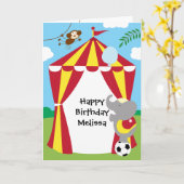 Circustent en Kaart voor de verjaardag van dieren (Gele Bloem)