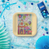 Circustenten en ballonnen-2 papieren bordje (Feest)