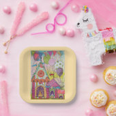 Circustenten en ballonnen-2 papieren bordje (Feest)