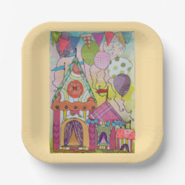 Circustenten en ballonnen-2 papieren bordje