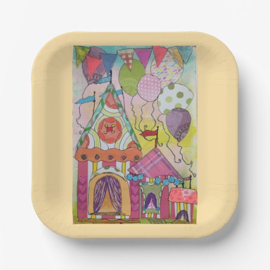 Circustenten en ballonnen-2 papieren bordje (Voorkant)