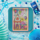 Circustenten en ballonnen papieren bordje (Feest)