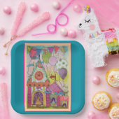 Circustenten en ballonnen papieren bordje (Feest)