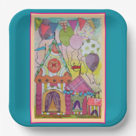 Circustenten en ballonnen papieren bordje