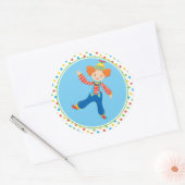 Circusthema | Grappige clown Ronde Sticker (Envelop)
