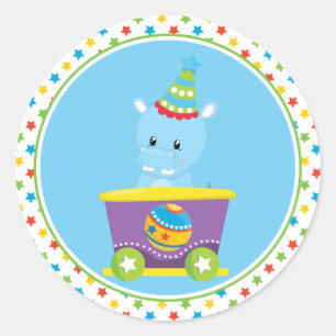 circustrein Hippo Ronde Sticker