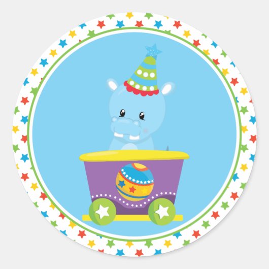 circustrein | Hippo Ronde Sticker (Voorkant)