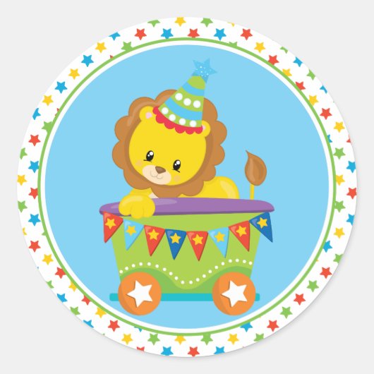 circustrein | Leeuw Ronde Sticker (Voorkant)