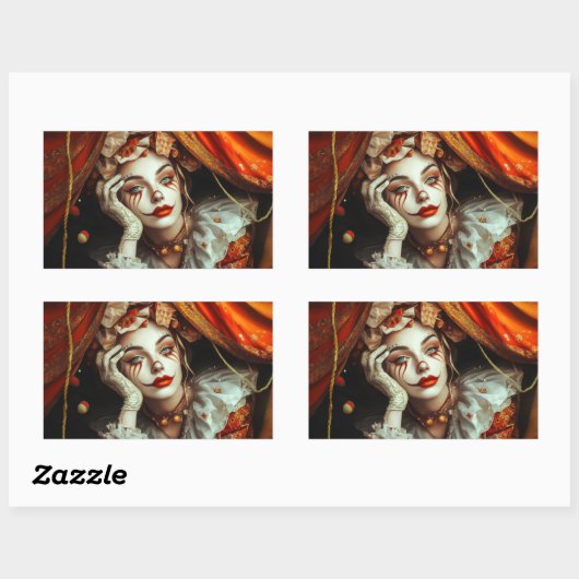 circusvrouw rechthoekige sticker (Vel)