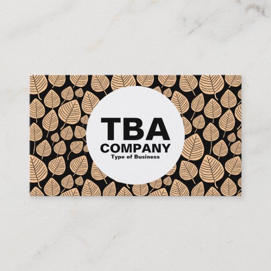Cirkel - bladeren - Zand op zwart Visitekaartje (Voorkant)