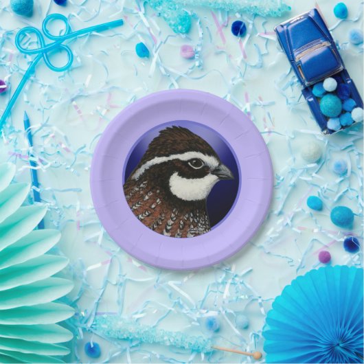 Cirkel Bobwhite Quail Head Papieren Bordje (Feest)