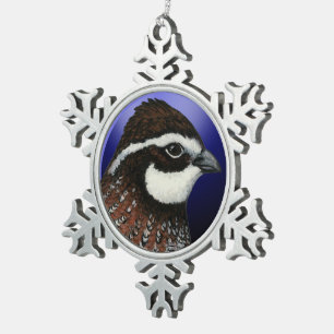 Cirkel Bobwhite Quail Head Tin Sneeuwvlok Ornament