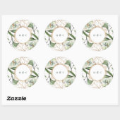 Cirkel Botanische Eucalyptus Green Emerald Monogra Ronde Sticker (Vel)
