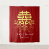 Cirkel dubbel geluk bloem bruiloft achtergrond wandkleed (Voorkant)