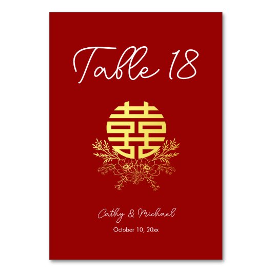 Cirkel dubbel geluk bloem chinese bruiloft kaart (Voorkant)